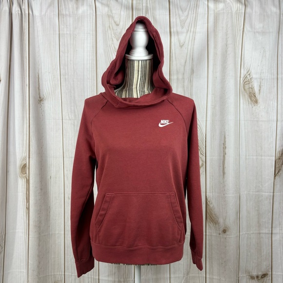 Nike Tops - Nike Hoodie Cowl Neck Athletic Pullover Sweatshirt Pockets Burgundy Size Small